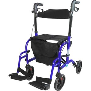 Mobiclinic Picasso - Wandelaar en Rollator - Opvouwbaar - 2 in 1 - Rollator met 4 Wielen - met Vergrendelbare Remmen - Looprek met Stoel en Rugleuning - Opvouwbare en Verstelbare in Hoogte - Lichtgewicht - met Draagtas - blauw
