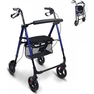 Mobiclinic® Augusto - Rollator - Looprek met wielen - Opvouwbaar - Lichtgewicht en Inklapbaar - Aluminium - Verstelbaar - Zitting en 4 wielen - Blauw