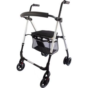 Mobiclinic Dehesa - Rollator - Looprek met 4 wielen - Met drukremmen - Aluminium - Met Stoel en Rugleuning - Opvouwbare en Verstelbare in Hoogte - Lichtgewicht - Tot 136 kg - Zwart