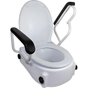 Mobiclinic Tajo - Toiletverhoger - 17 cm - Verstelbaar - Met deksel en opklapbare armleuningen - Kantelbaar - Wit