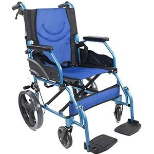 Rolstoel | Opvouwbaar | Aluminium | Remmen op hendels | Blauw | Model: Piramide | Mobiclinic