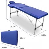 Mobiclinic CA-01 Light - Massagebed - Inklapbare Fysiotherapiebank - Mobiele Massagetafel - Massagelstoel - Hoofdsteun - Draagbaar - Aluminium - 186x60 cm - Kleur blauw