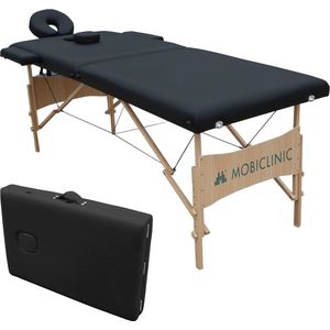 Mobiclinic CM-01 Light - Inklapbare massagetafel - 186x60 cm - Massagebed - Mobiele Massagetafel - Hoofdsteun - In hoogte verstelbaar - Massage - Draagbaar - Hout - Tot 150kg - Zwart