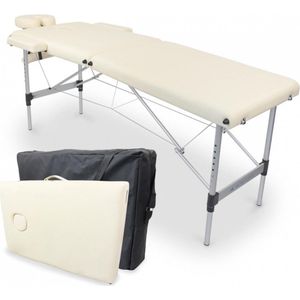 Mobiclinic CA-01 Light - Massagebed - Inklapbare fysiotherapeutische bank - Mobiele Massagetafel - Massagelstoel - Hoofdsteun - Draagbaar - Aluminium - 186x60 cm - Creme kleur