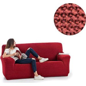 Belmarti® Bankhoes Milos 140cm tot 180cm breed - Steenrood - Bankhoezen van ademend katoen - Premium Belmarti® kwaliteit - Extreme stretch