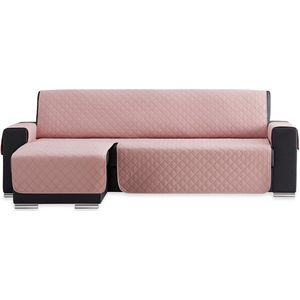 Bankbeschermer Duo Chaise Longue Roze Links - 240cm breed - Bankhoes van zacht microvezel voor optimaal comfort - Beschermhoes voor je hoekbank