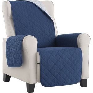 Belmarti® Fauteuilbeschermer Duo - 55cm breed - Blauw - Premium fauteuil beschermer - Omkeerbaar - Antislip - Zacht microvezel