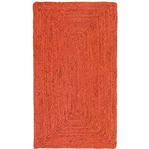 HAMID - Jute Alhambra tapijt, oranje kleur, 100% jutevezel, handgevlochten, tapijt voor woonkamer, eetkamer, slaapkamer, hal (80 x 150 cm)