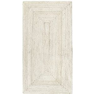 HAMID - Jute Alhambra tapijt, ivoorkleurig, 100% jutevezel, handgeweven, tapijt voor woonkamer, hal, slaapkamer (150 x 80 cm)