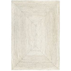 HAMID - Jute Alhambra tapijt, ivoorkleurig, 100% jutevezel, handgeweven, tapijt voor woonkamer, hal, slaapkamer (230 x 160 cm)