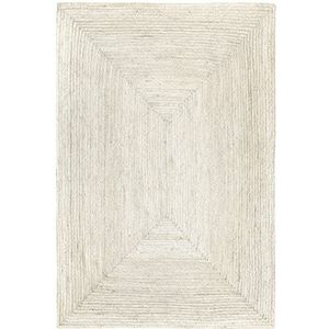 HAMID - Alhambra Half Wit Tapijt van Jute - 100% Natuurlijk Tapijt van Jute - Handgeweven - Woonkamer, Slaapkamer, Eetkamer, Gang, Ingang (300x200cm)