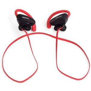 PRIXTON AB100 draadloze sporthoofdtelefoon met Bluetooth, ergonomisch design, rood