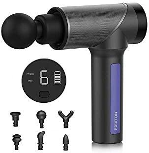 PRIXTON Massagepistool Fit massagepistool vermogen 30 W - 3300 tpm 9 snelheden 6 hoofd fitnessmodus en fysiotherapie Draadloos en lichtgewicht ontwerp tas en aktetas Inbegrepen