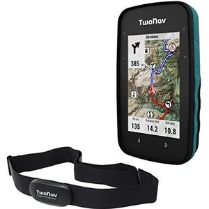 TwoNav Cross Plus + Borsthartslagmeter, GPS-fietscomputer met 3,2-inch scherm voor MTB, fietsen, trekking of wandelen inclusief kaarten. Kleur Turkoois