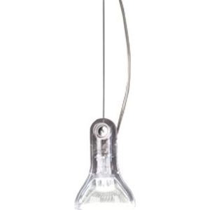 Hanglamp met diffuser van transparant polycarbonaat, optioneel E27 LED PAR30, 12 W, model Atlas, transparant, 11 x 11 x 47 cm (Referentie: A34-012)