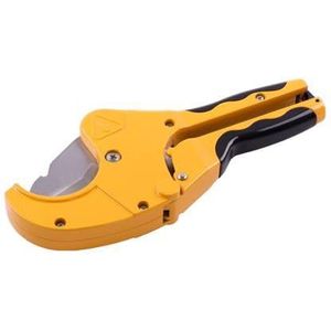 Blim Buissnijder voor schaar, ergonomisch design, V-vorm, van aluminium, lemmet van koolstofstaal, voor kunststof buizen tot 63 mm diameter, veiligheidssluiting, zwart