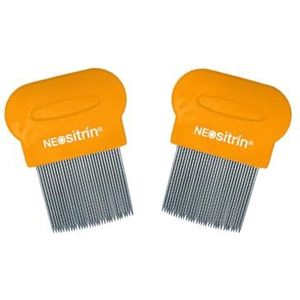 Neositrin Lendrera Premium Kam voor het verwijderen van luizen en netten, roestvrij staal, met ronde punten, 2 stuks