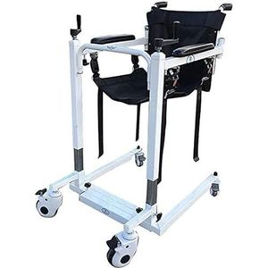 Patiëntenlift rolstoel transferhulp voor thuis, stalen transport rolstoel handmatige lift w/gewatteerde stoel, medische nachtkastje commode douchestoel voor ouderen gehandicapten, 220 lbs