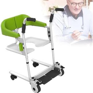 Patiëntenlift rolstoel voor thuis, draagbare transferlift met 180 ° gesplitste zitting, medisch nachtkastje commode badkamerstoel handmatige lift voor ouderen gehandicapte senioren - maximale