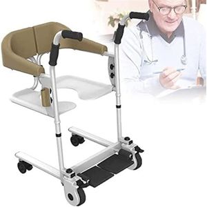 Patiëntenlift rolstoel voor thuis, draagbare transferlift met 180 ° gesplitste zitting, medisch nachtkastje commode badkamerstoel handmatige lift voor ouderen gehandicapte senioren - maximale