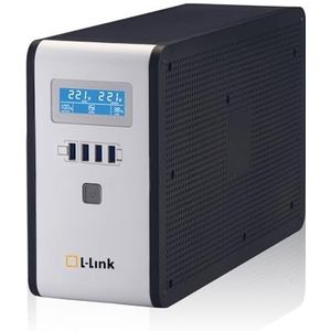 L-LINK Ononderbroken voedingssysteem | 2 Schuko-uitgangen | UPS voor pc met 1600 VA/900 W | Geavanceerde LCD-schermbescherming en intelligente software