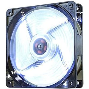 Nox Coolfan -NXCFAN120LW- PC Case Fan 120mm, 9 doorzichtige bladen, Long life lagers, 4 LEDs, stil, 3 en 4 Pin Connector, Kleur Wit - Zwart