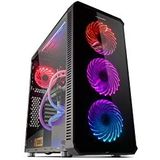NOX HUMMER TGX RGB Box -NXHUMMERTGX- RGB RGB-regenboog ATX-Micro ATX-ITX Box, 4 140 mm RGB LED-ventilatoren inbegrepen, gehard glas voorzijde, ruimte tot 9 ventilatoren, USB 3.0, zwart