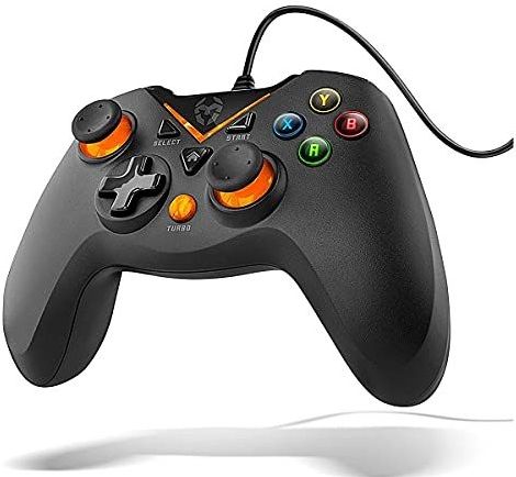 KROM USB-gamepad KEY -NXKROMKEY - met kabel, X-ingang en direct - input, joystick en analoge triggers, turbo, voor PS3, pc en Android 4.2, zwart