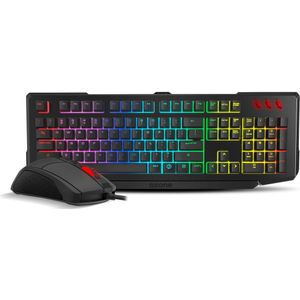 Ozone Double Tap Gaming Pack - Gaming Combo Keyboard + Mouse - Semi-Mechanisch toetsenbord met achtergrondverlichting, muis met optische sensor 4000 dpi LED 6 kleuren