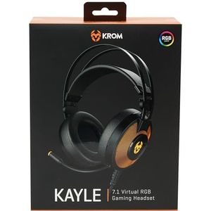 KROM Gaming Headset KAYLE -NXKROMKAYLE - Headset met Microfoon, RGB flow 7 kleuren, 7.1 Virtual Sound, 50mm Speakers, Adjustable Headband, Micro Flexible, USB, Compatible PS4, PS5 en PC, Black