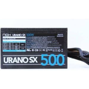 Nox Urano SX 500 - NXURSX500 Voeding 500 W, Green Power Efficiëntie, 120 mm ventilator met Ball Bearing System, compatibel met Intel PFC, zwart