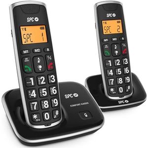 SPC Comfort Kaiser - Draadloze Duo Vaste Telefoon voor Senioren met XL Grootte Toetsen & Nummers, Extra Versterkt Geluid, 2 Direct Geheugen, Telefoonboek en Handsfree