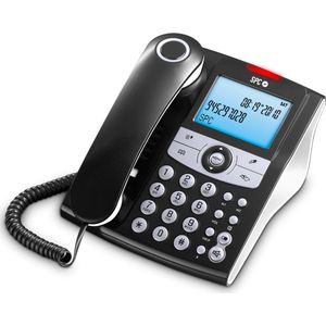 SPC Elegance ID - Vaste bureautelefoon met verlicht display, 2 directe geheugens, telefoonboek, nummerweergave, handsfree en signaal voor gemiste oproepen - Zwart