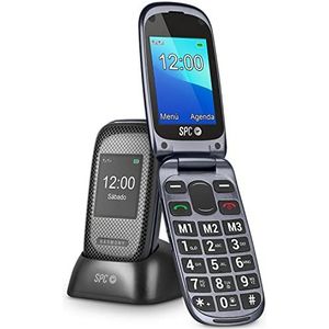 SPC Harmony - Mobiltelefon mit Klappdeckel für Senioren mit großen Ziffern und Buchstaben, Doppeltem Display, SOS-Taste, 3 Direktspeicher, Ladestation