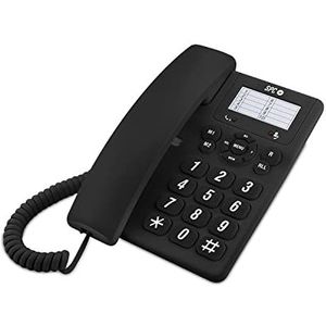 SPC Origineel – bekabelde telefoon voor kantoor of muur, met grote toetsen en eenvoudig te bedienen, 3 directe herinneringen, extra hoog belvolume, recompositie-functie, kleur zwart