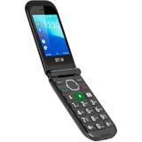 SPC Jasper 2 4G Mobiele telefoon met klep voor senioren met WhatsApp, grote toetsen, compatibel met gehoorapparaten, SOS-knop, dubbel scherm, 4G en laadstation, zwart