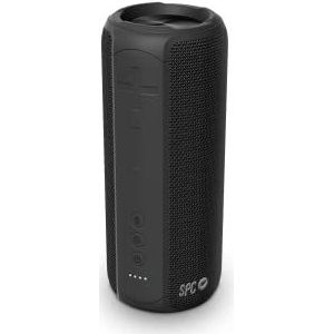 SPC Sound Zenith - Draagbare draadloze luidspreker, Bluetooth 5.0, vermogen 24 W, 12 uur batterij, waterdicht (IPX7), handsfree-functie, True Wireless Stereo, USB-C, textiel met armband, zwart