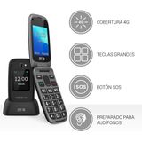 SPC Harmony 4G - Mobiele telefoonhoes voor ouderen, eenvoudig te bedienen met grote knoppen, compatibel met hoofdtelefoon, afstandsbediening, SOS-knop, hoog volume, laadstation, zwart
