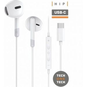 Tech One - TEC1301 - Oordopjes - Wit - Hoofdtelefoon met Microfoon - USB-C