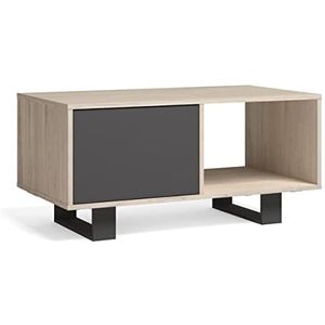 Skraut Home Salontafel met deuren | 92 x 50 x 45 cm | voor eetkamer | model Wind | afwerking eiken/antracietgrijs