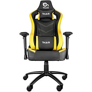 Talius Vulture Professionele gamingstoel, vlinder, ergonomische 4D-armleuningen, metalen basis, in hoogte verstelbare hoge rugleuning, nylon wielen (geel)