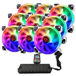 TALIUS TAL-PACK09-WHT koelsysteem voor computers Computer behuizing Luchtkoeler 12 cm Zwart, Wit 9 stuk(s)