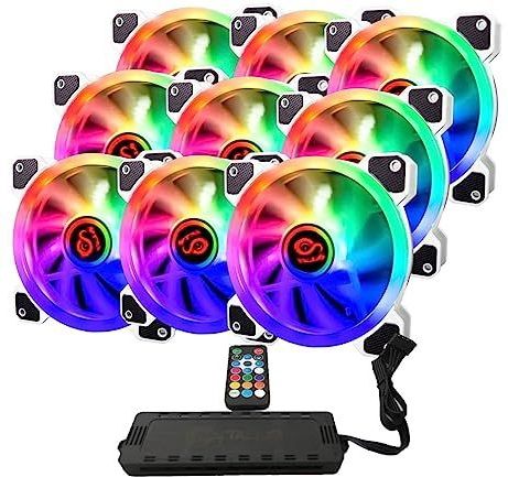 TALIUS TAL-PACK09-WHT koelsysteem voor computers Computer behuizing Luchtkoeler 12 cm Zwart, Wit 9 stuk(s)