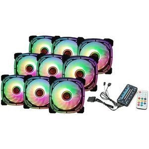 Talius Aura Spectrum ARGB Pack 9 Lüfter, 120 mm + Steuergerät, Schwarz, 6-poliger Anschluss (9 FAN AURA BLK + Zentrale)