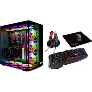 Talius Gaming Box Cronos Black gehard glas bevat 3 Iris ARGB-ventilatoren plus een centrale, 4 magnetische stoffilters. (Cronos-Kit Gaming Pack)