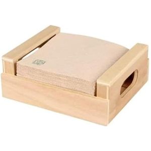 Hostelnovo - Servethouder van hout - afmetingen 10 x 10 cm - Inclusief 50 milieuvriendelijke, 100% gerecyclede cocktailservetten