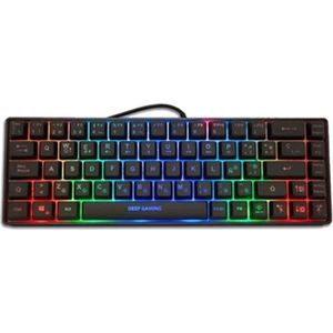 DeepGaming TM065 – 65% RGB-toetsenbord met mechanisch toetsenbordvolume en membraanzachtheid, 69 toetsen (19 anti-ghosting), 10 verlichtingsmodi, TKL, bekabeld USB.