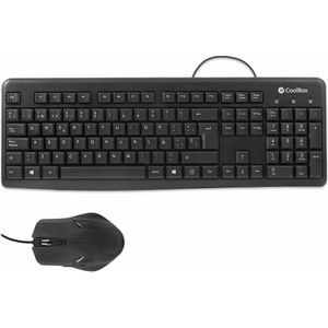 CoolBox COO-KTR-01U - Toetsenbord en Muis - Zwart - Qwerty Spaans - 105-toetsenbord