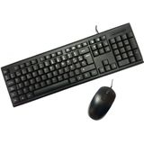 PC Case PCC-KTR-001 toetsenbord en muisset voor PC, membraan, USB, bekabeld, QWERTY-design, Spaans, zwart