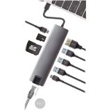 CoolBox COO-DOCK-01 (USB-C), Docking station + USB-hub, Grijs
